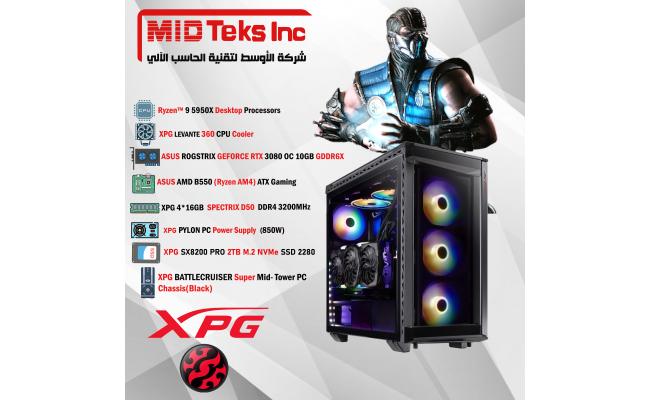 Gaming Desktop (MID-35),AMD Ryzen™ 9,DDR4 /64GB ,SSD 2TB , RTX 3080,TUF MB B550,XPG CORE REACTOR (850W),XPG BATTLECRUISER Chassis(BLACK)